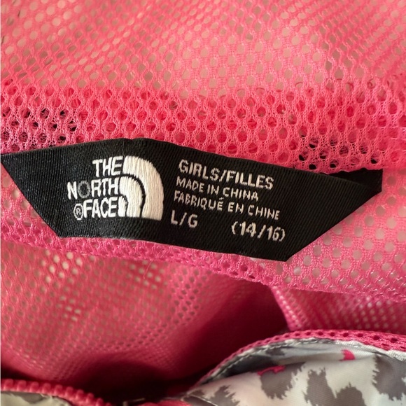 The North Face Kids Leopard Print Raincoat - Gray, Pink, and Green - Picture 3 of 4